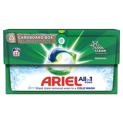 Ariel All-in-1 PODS, Washing Liquid Laundry Detergent Tablets/Capsules 33 Washes, Original, Brilliant Stain Removal Even In A Cold Wash