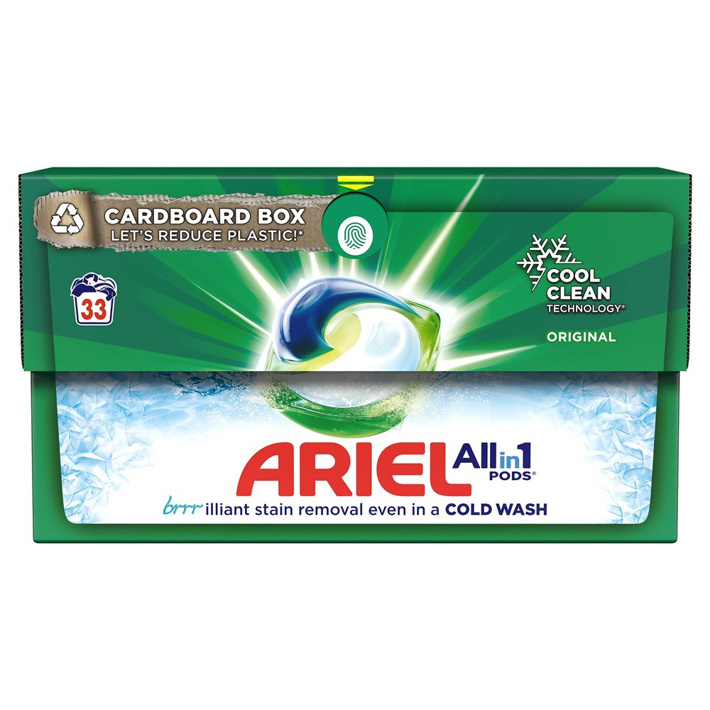 Ariel All-in-1 PODS, Washing Liquid Laundry Detergent Tablets/Capsules 33 Washes, Original, Brilliant Stain Removal Even In A Cold Wash