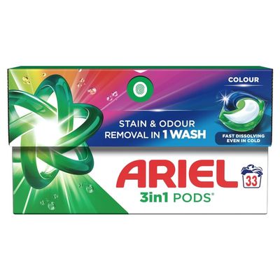 Ariel All-in-1 PODS, Washing Liquid Laundry Detergent Tablets/Capsules 33 Washes, Color, Brilliant Stain Removal Even In A Cold Wash