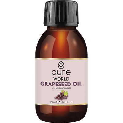 Pure World Natural Grapeseed Oil REAL100% Pure and Undiluted. 100ml. Premium Italian Quality Grapeseed Oil Aromatherapy, Massage, Skin, Nails, Body and Face, Food Grade