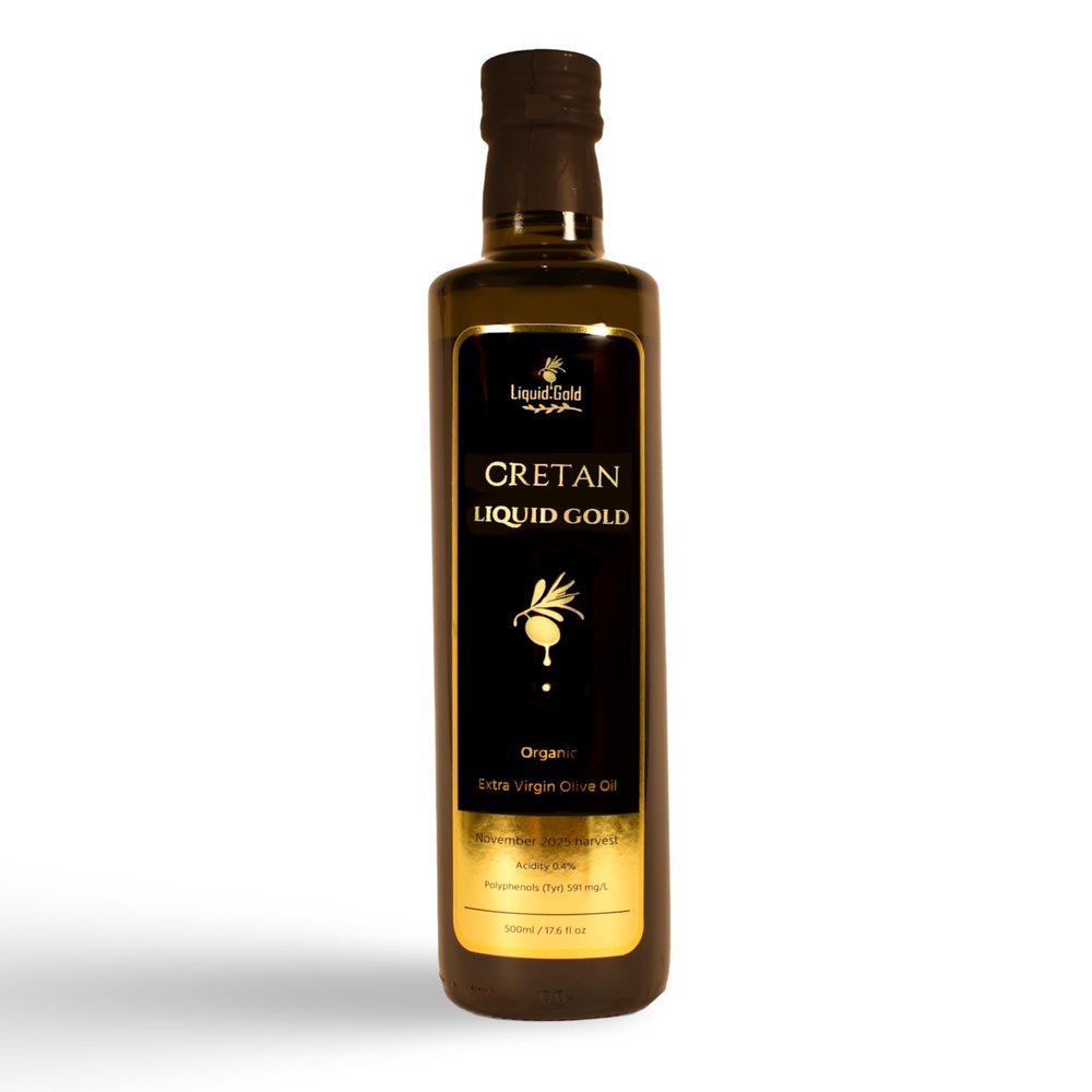 Cretan Liquid Gold Organic Extra Virgin Olive Oil from Crete Gourmet Chef Favourite  Single-Estate Koroneiki  Cold Extracted  November Harvest - 500ml