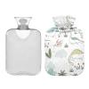 2L Hot Water Bottle with Cover, Cartoon Doodle Dinosaurs White Hot Water Bag for Hand Feet Warmer, Classic Transparent Warm Water Bottle for Menstrual Cramps, Neck and Shoulder Pain Relief view 1
