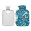 Cute Map Blue 2 Liters Hot Water Bottle with Cover, Transparent Hot Water Bag for Neck and Shoulder Pain Relief Hand Feet Hot Therapy view 1