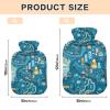 Cute Map Blue 2 Liters Hot Water Bottle with Cover, Transparent Hot Water Bag for Neck and Shoulder Pain Relief Hand Feet Hot Therapy view 2