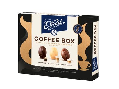 E.Wedel Coffee Chocolate Gift Box | Chocolates Pralines 100g / 3.5oz  Assorted Espresso, Cappuccino & Caffe Latte Chocolates | Premium Pralines with Coffee Filling | chocolate Box