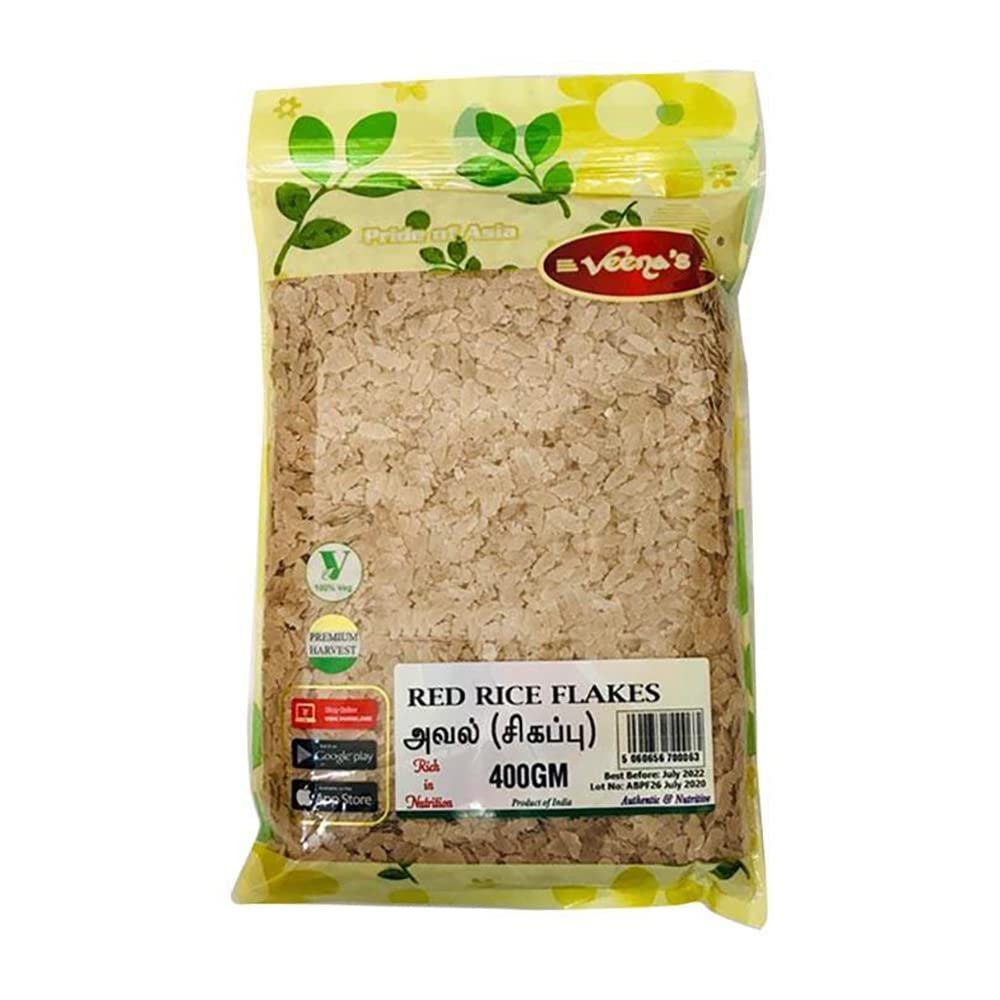 Veenas | Red Rice Flakes | Indian Origin Red Rice Flakes | 400gm