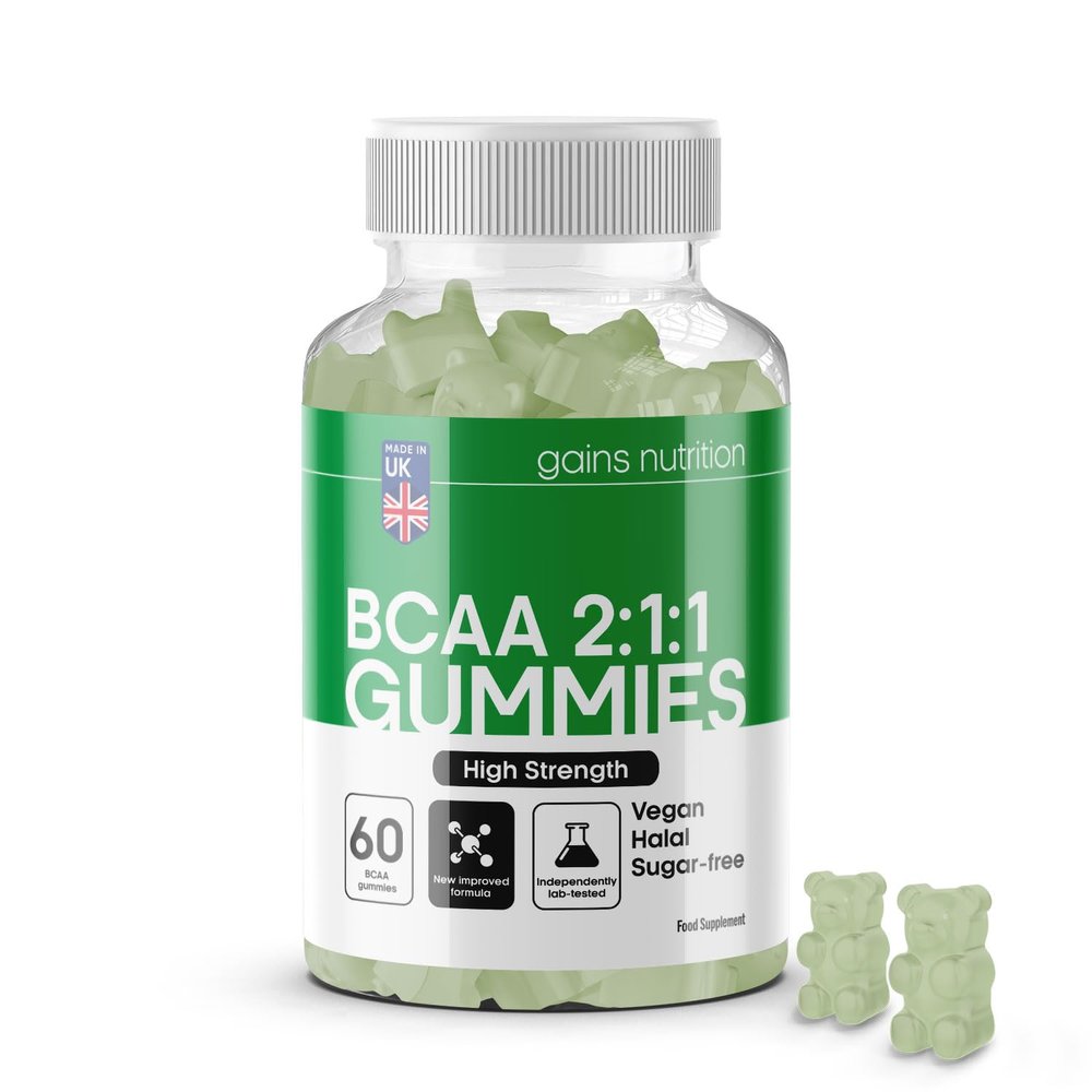 GN BCAA Gummies | 60 BCAA Amino Acid Supplements - 1000mg Branch Chain Amino Acids per Serving - L-Leucine, L-Isoleucine & L-Valine | Apple Favour, Non-GMO & Suitable for Vegans and Vegetarians