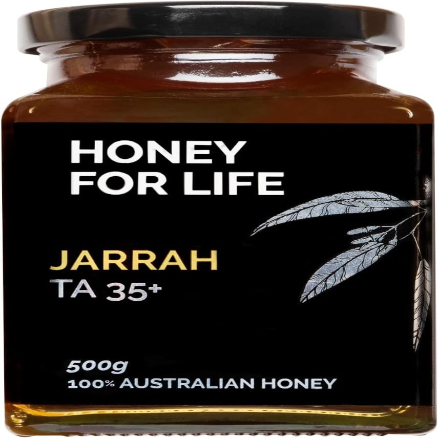 HONEY FOR LIFE  Australian Jarrah Honey TA35+ MGO 1125+  Extremely Active Stronger Than Manuka Honey 1000 MGO  Manuka Honey Alternative  Cold Pressed & Unpasteurised, Glass Jar  500g (1 Pack)