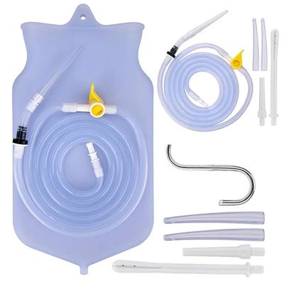 BDXZJ Water Bottle Enema Bag and Douche, 2000Ml Constipation Flusher Feminine Enema Bag Sets Cleaner Enema Kit for Colon Cleansing Silicone Hose