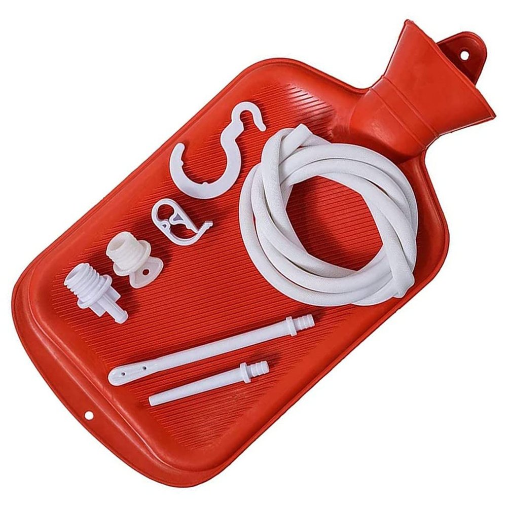 BDXZJ Rubber Douche/Enema Bag, Hot Water Bottle Combination System Kit for Men and Women, Reusable Colonic Kit with Silicone Hose