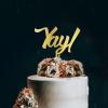 Yay! Cake Topper - Romantic Wedding Cake Topper - Bride/engagement/bachelorette Party Cake Topper, Acrylic Gold Cake Toppers for Wedding view 3