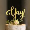 Yay! Wedding Cake Topper, Vow Renewal Cake Topper, Elegant Anniversary Cake Topper, Unique Gift for Wedding Engagement Anniversary, Gold view 2