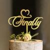 Finally Wedding Cake Topper, Vow Renewal Cake Topper, Elegant Anniversary Cake Topper, Unique Gift for Wedding Engagement Anniversary, Gold view 2