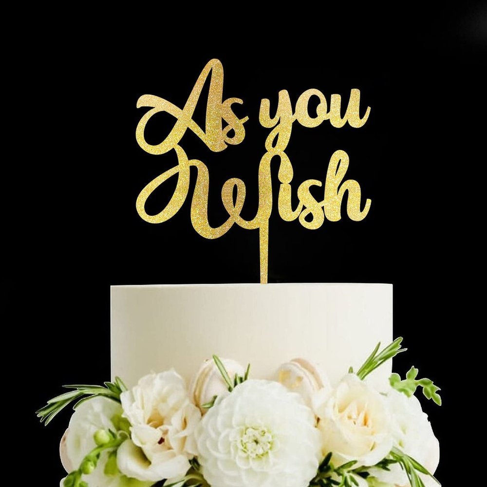 As You Wish Cake Topper, Wedding Cake Topper ,Rehearsal Cake Topper,Anniversary Cake Topper,Best Wedding Party Supplies (As You Wish), Gold