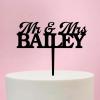 Mr Mrs Cake Topper, Mr Mrs Wedding Cake Topper ,Rehearsal Cake Topper,Best Wedding Party Supplies (Mr Mrs), Acrylic Black view 2