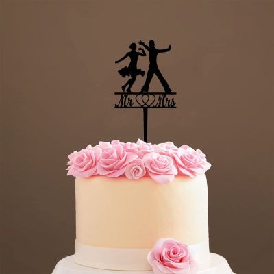 Mr & Mrs Wedding Cake Topper, Vow Renewal Cake Topper, Latin Dance Couple Anniversary Cake Topper, Unique Gift for Wedding Engagement Anniversary, Black