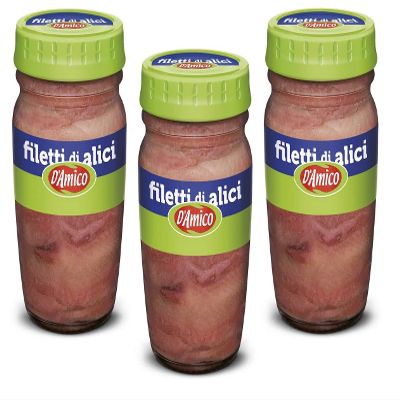 3 x D'Amico Filetti di Alici Anchive Fillets in Sunflower Oil Anchives 80 g