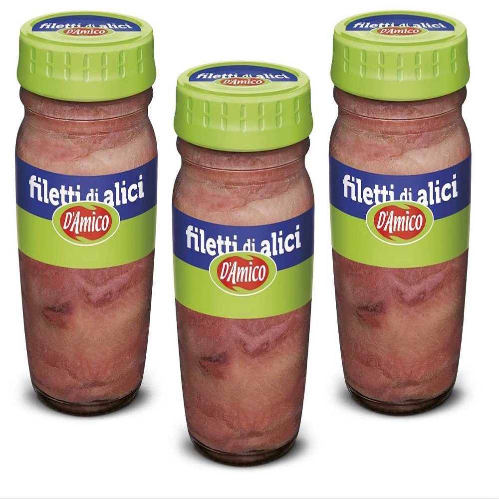 3 x D'Amico Filetti di Alici Anchive Fillets in Sunflower Oil Anchives 80 g