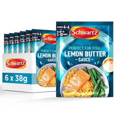 Schwartz Lemon Butter Sauce Mix 38 G | Serves 4 - 6 | Pack of 6| Creamy and Zesty Taste | With Butter, Lemon Juice and White Pepper | Perfect for Fish | No Artificial Flavours or Colours