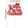 Gyufise 1Pc Will You Be My Valentine Cake Topper Glitter Sweet Love Valentine's Day Cake Picks Happy Valentine's Day Wedding Bridal Shower Birthday Party Cake Decorations Red view 2