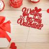 Gyufise 1Pc Will You Be My Valentine Cake Topper Glitter Sweet Love Valentine's Day Cake Picks Happy Valentine's Day Wedding Bridal Shower Birthday Party Cake Decorations Red view 3