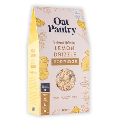 Oat Pantry Lemon Drizzle Porridge Oats, 400g (10 Servings) | 100% Natural, Gluten Free, High in Fibre, Vegan, No Refined Sugar | Made in UK