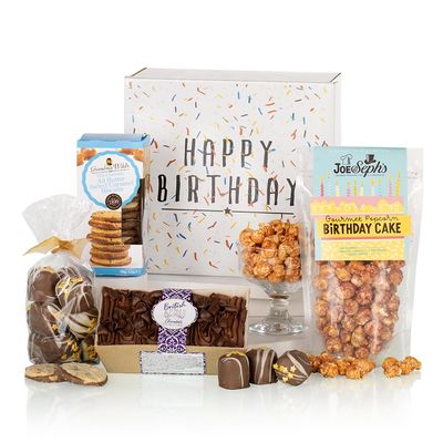 Virginia Hayward Hamper, Birthday Box- Hampers & Gourmet Gifts, Celebrate with Mini Chocolate Cake and Yummy Snacks and Treats - Delicious Birthday Gifts for Women and Men