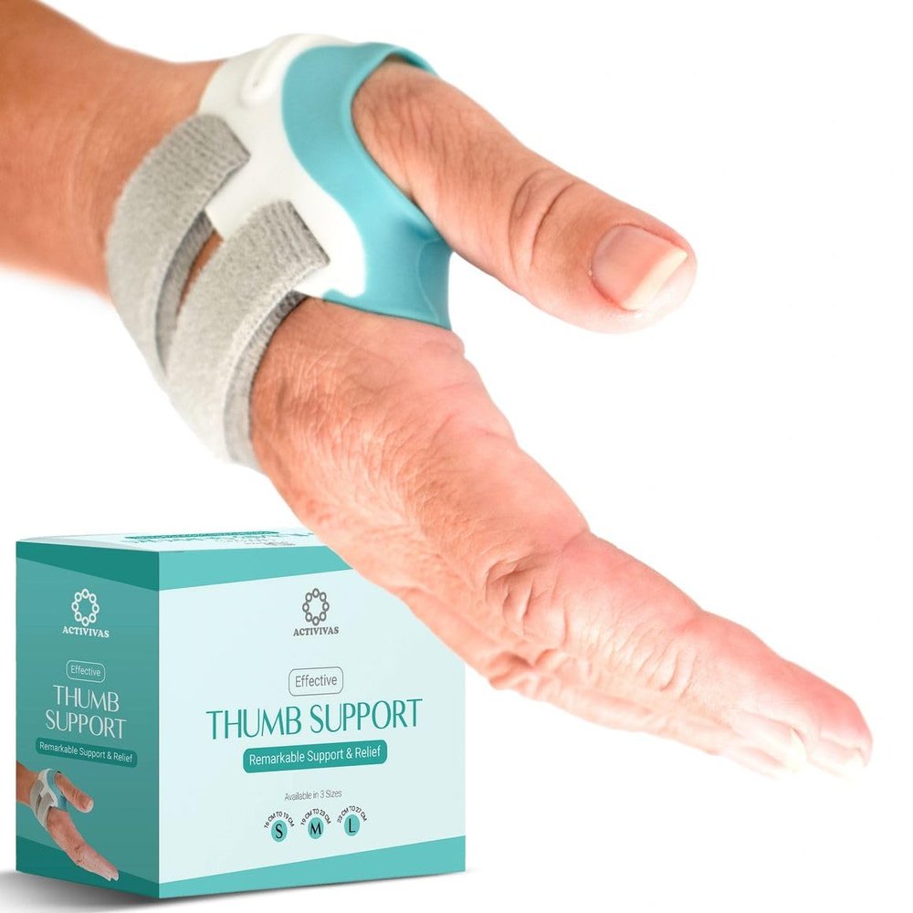 ACTIVIVAS Ortho Thumb Support for Arthritis, Tendonitis, Splint Sprains and Strains, Trigger Spica, CMC Protector joint stabiliser pain relief, washable, lightweight, Left Medium