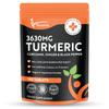 Multivita Turmeric Curcumin Plus Ginger and Black Pepper Tablets | 180 x 3,630mg High Strength Vegan Tumeric Supplement (Not Capsules or Powder) Natural Joint Aid UK Made GMP view 1