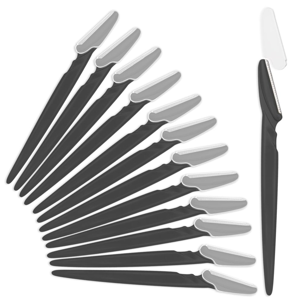 Eyebrow Razor for Women, 12 Pcs Dermaplane Razor for Women Face, Multipurpose Black Face Razors for Women and Men by MoHern
