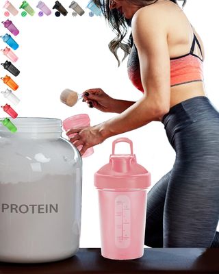 A Small Shaker Bottle(Coffee Cup Size)12 OZ/400 ML for Nutritional Shakes,Cute Pink (Lid & Cup) w. Classic Loop Hook & A Whisk Blender for Fast Mixing,BPA Free,Certified PP5,Dishwasher Safe,Leak Proof