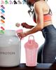 A Small Shaker Bottle(Coffee Cup Size)12 OZ/400 ML for Nutritional Shakes,Cute Pink (Lid & Cup) w. Classic Loop Hook & A Whisk Blender for Fast Mixing,BPA Free,Certified PP5,Dishwasher Safe,Leak Proof view 1