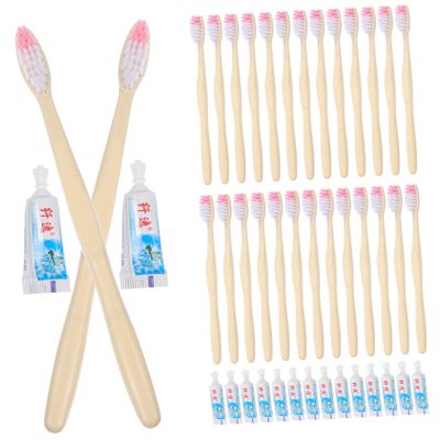 FOMIYES Toothbrush 100pcs Disposable Travel Toothbrush Toothpaste Kit Random Style