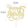 Gold Glitter Happy 15th Birthday Cake Topper,Cheers to 15 Years,happy 15th Birthday Cake Topper,15th Anniversary Cake Topper men and women 15 years old happy birthday Party Decoration view 3