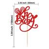 Gyufise 24Pcs Valentine's Day Oh Baby Cupcake Toppers Glitter Sweet Love Baby Cupcake Food Picks Valentine's Day Theme Kids Birthday Party Cake Decorations Supplies Red view 2