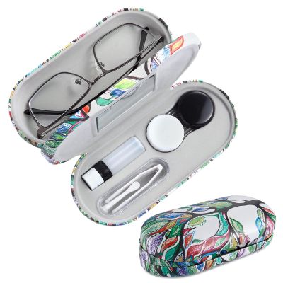 AITIME 2 in 1 Double Sided Portable Contact Lens and Eyeglasses Case, Marbling, Multifunction, Durable, Compact, Portable Storage Kit