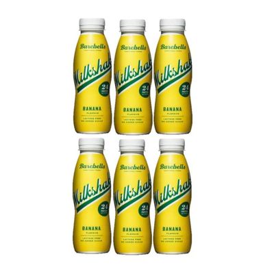 6 x 330ml Barebells Banana Milkshake High In Protein Lactose Free No Added Sugar