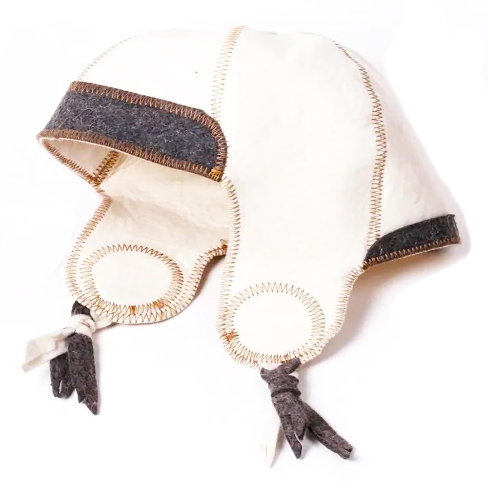 ASKOLD Wool Sauna Hat for Women and Men Russian Banya Hat for Men Sauna Cap for Women Finnish Sauna Hat Felt Sauna Cap, White, 7.375