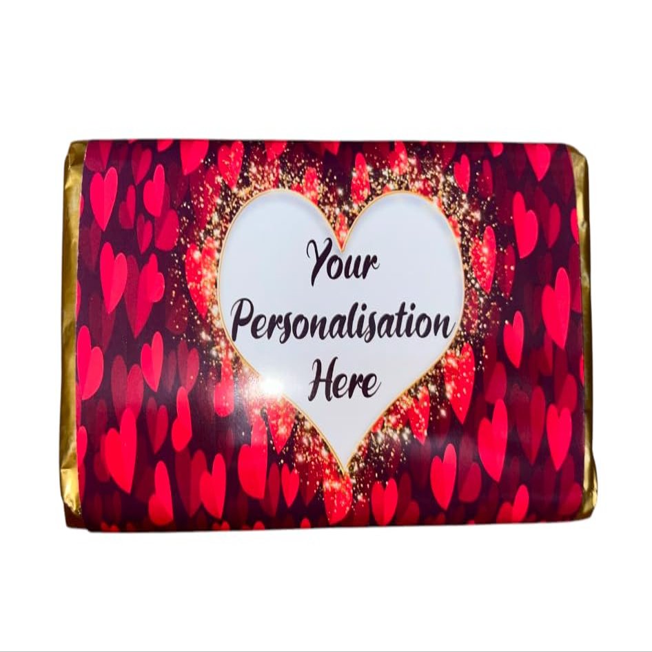 Personalised chocolate bar- love heart. Ideal for Valentine's Day, anniversary, birthday etc