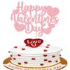 1Pcs Happy Valentine's Day Cake Topper Pink Glitter Sweet Love Heart Be My Valentines Cake Picks Happy Valentine's Day Theme Birthday Party Cake Decorations Supplies view 1