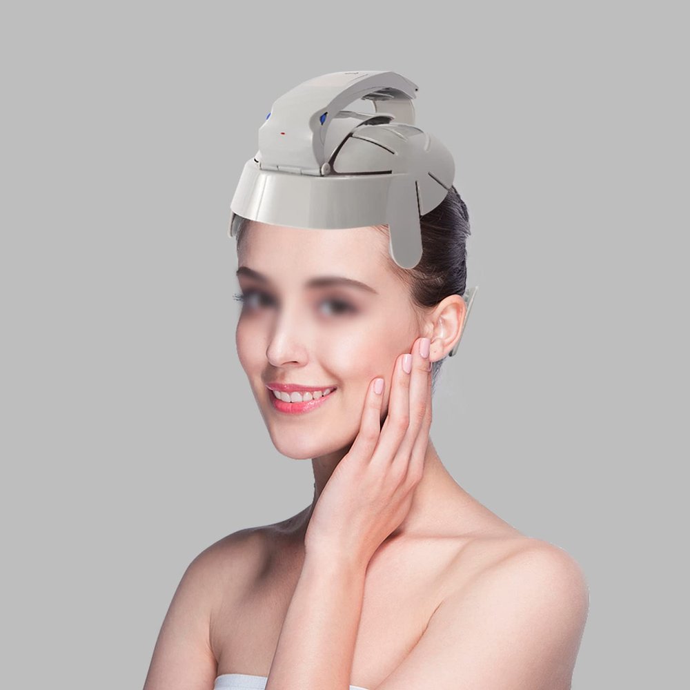 Electric Head Massager, Brain Relax Acupuncture Points Stress Relief Head Massager Scalp Massage Helmet Vibrating Massager to Promote Blood Circulation