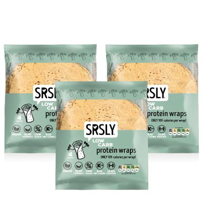 SRSLY Low Carb Protein Wraps 9" - Pack of 3 Flexible & Delicious Low Carb Tortilla - Keto-Friendly High Fibre - Freshly Made Foldable & Toastable - Wraps for Breakfast Lunch & Dinner