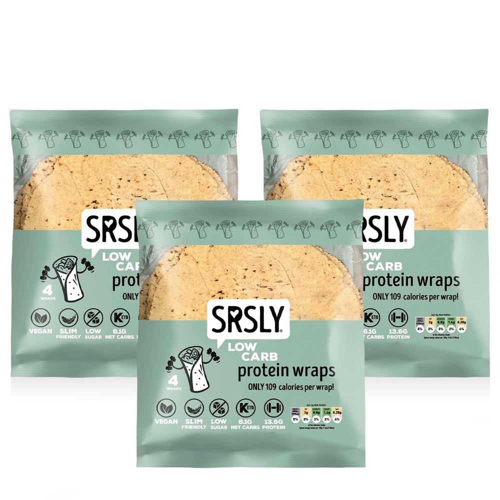 SRSLY Low Carb Protein Wraps 9" - Pack of 3 Flexible & Delicious Low Carb Tortilla - Keto-Friendly High Fibre - Freshly Made Foldable & Toastable - Wraps for Breakfast Lunch & Dinner