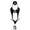 Babydoll Lingerie for Women Sexy Naughty Patent Leather Cut Out Teddy Lingerie Halter Sleepwear Boudoir Outfits Sleepwear Sex Things for Couples Kinky (Black,XL) view 3