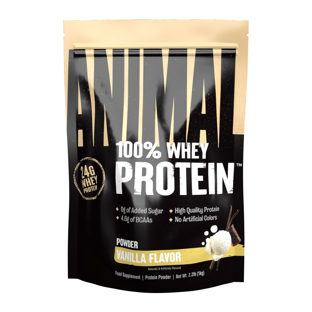 Animal 100% Whey Protein Powder Whey Blend for Pre- or Post-Workout, Recovery or an Anytime Protein Boost Low Sugar Vanilla, 1 kg