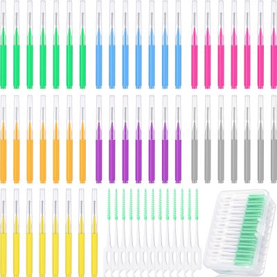 250 Pcs Interdental Brush for Braces Disposable Floss for Braces Dental Brush Floss Picks Dental Tooth Flossing Head Oral Hygiene Flosser Toothpick Soft Cleaning Tool (Lovely Color)
