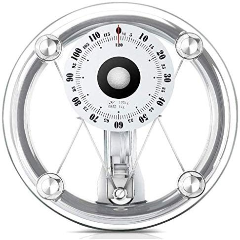 Bathroom Scales Household Bathroom Scales, Mechanical Scales, Human Scales Accurate Durable Healthy Intelligent Gravity Sensing Round Transparent Tempered Glass 120Kg