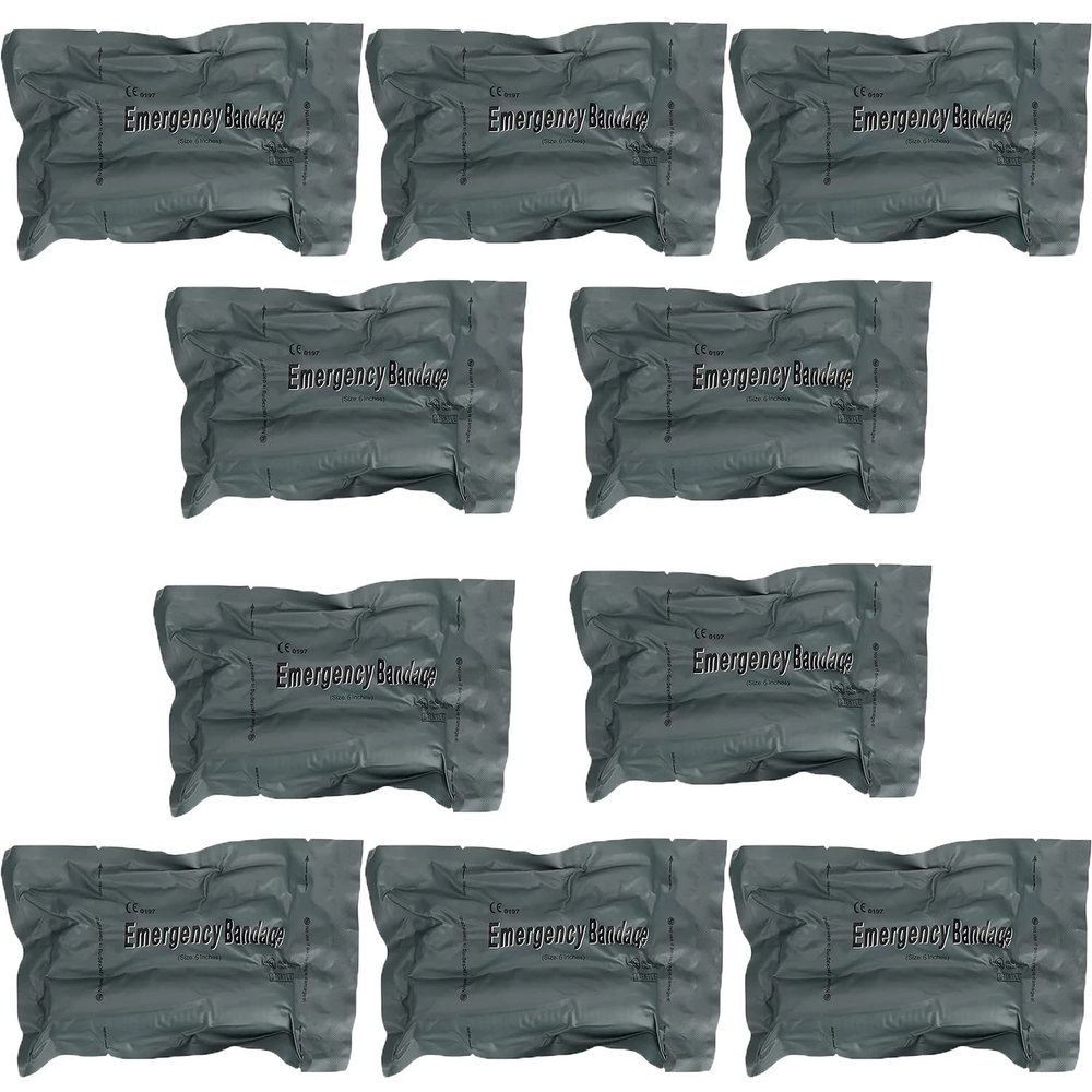 10 Pack 6 Inch Israeli Bandage, Sterile Compression for Battle Dressing First Aid IFAK Trauma,Medical Sterile Vacuum Sealed, Combat Tactical First Aid Kit IFAK Supplies