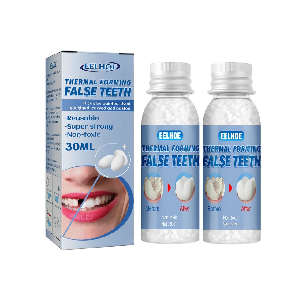 MEHARRY Tooth Repair Shaping Teether Kit,Moldable False Teeth Tooth Repair Granules,Temporary Tooth Repair Kit,Temporary Tooth Filling Kit,DIY Temporary Tooth Repair Beads,Thermal Beads Teeth (2PCS)