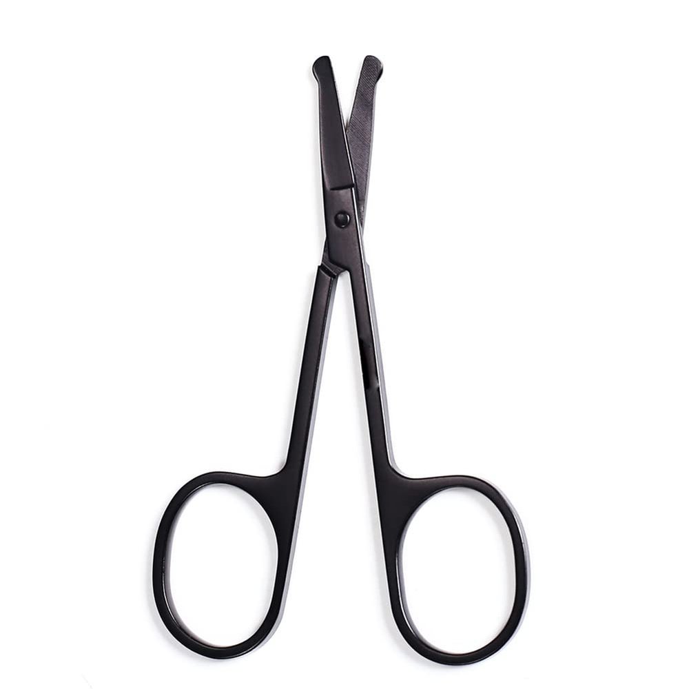 Small Grooming Scissors, Stainless Steel Safety Blades with Rounded Tip for Nose Eyebrows Facial Hair Eyelashes Moustache Beard Trimming